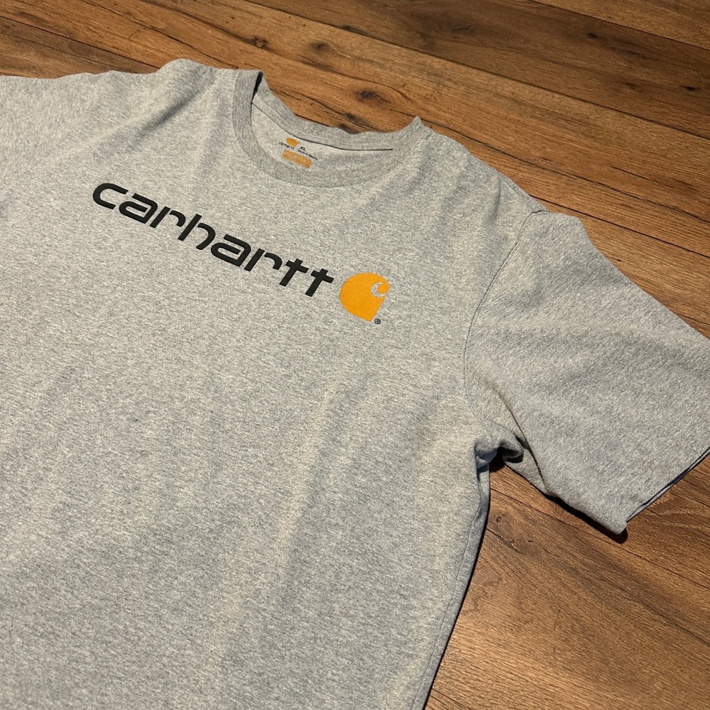 Carhartt Gray Graphic Logo T-Shirt Mens XL Original Fit Short Sleeve Tee